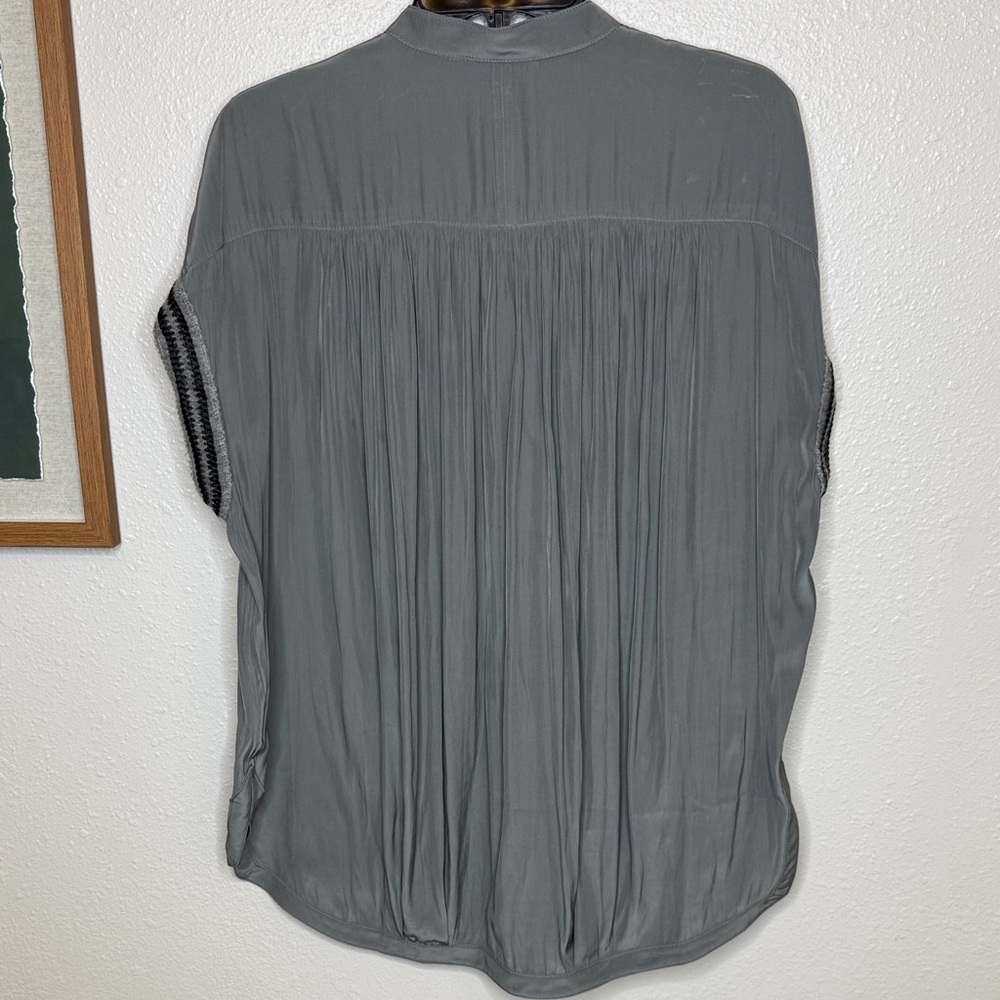 KOCH Fern Pullover Boho Crotchet Charcoal / Greige Relaxed Blouse - XS - Picture 10 of 14